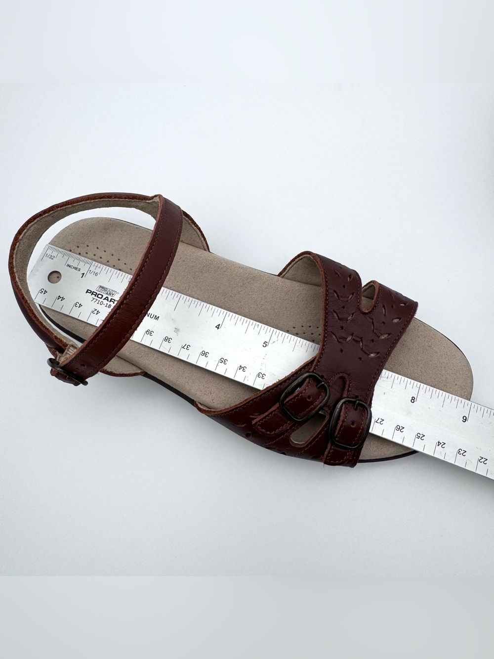 SAS Duo Brown Leather Triple Strap Slingback Sandals Women 5.5 WW Wide EUC - Picture 9 of 10